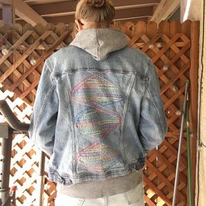DNA embroidered denim jacket